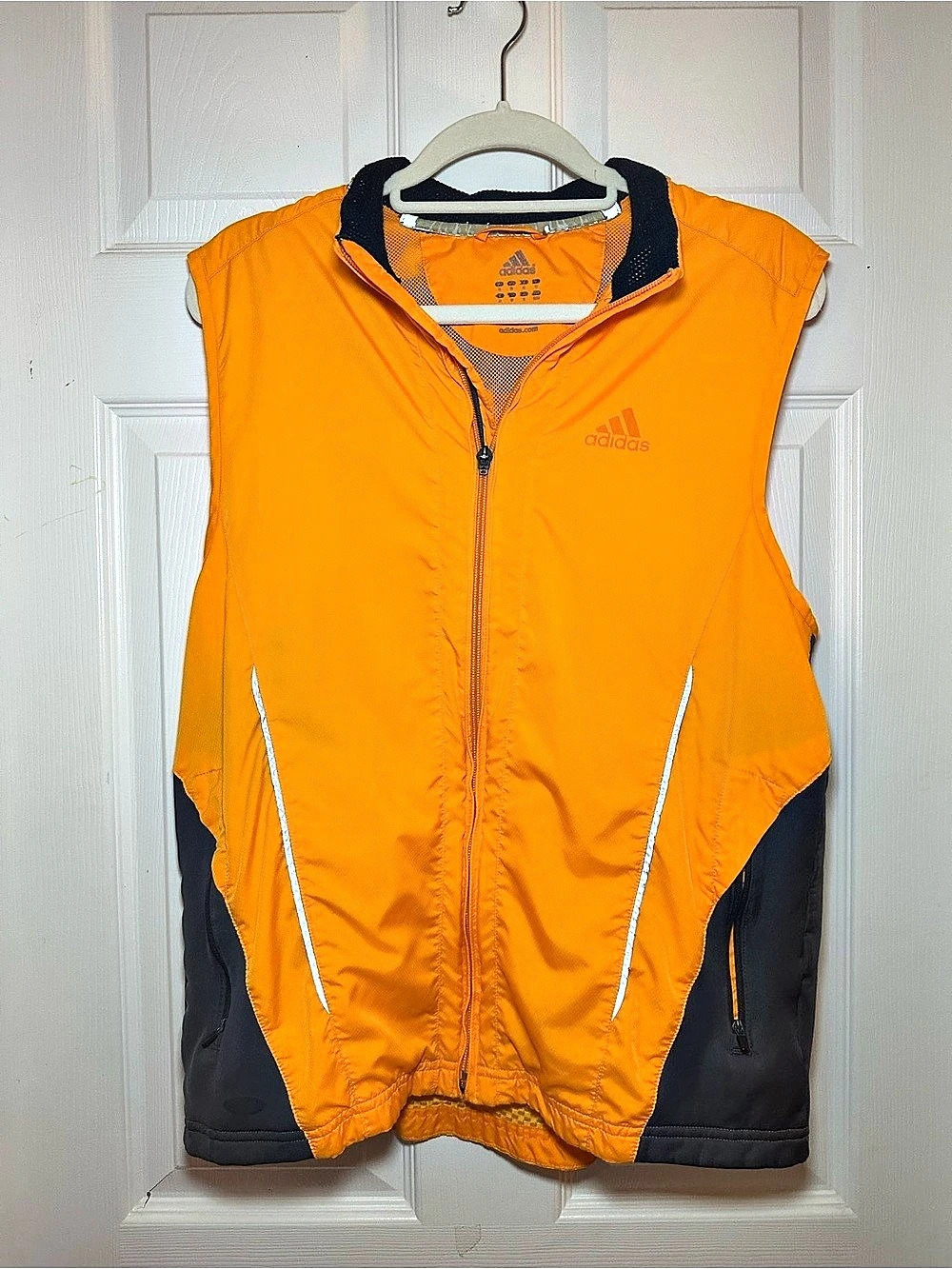 adidas Men's Color Block Athletic Vest Orange & Navy Medium